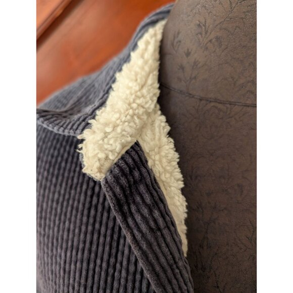 L.L.Bean Womens Small Blue Corduroy Sherpa-Lined Jacket With Button Front Pocket - Picture 3 of 9